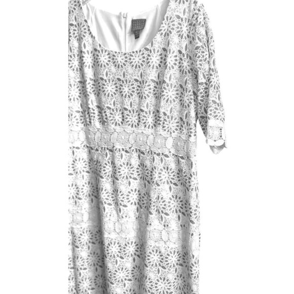 Rabbit Rabbit Rabbit Women's White and Sky Blue Laced Dress Size 16 Sku 2292 - Picture 3 of 16